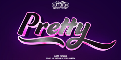 Pretty editable text effect, customizable pink and cute 3d font style