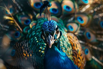 Obraz premium Close-up of a Majestic Peacock