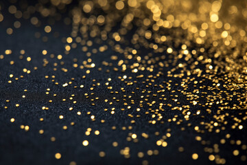 Naklejka premium Gold glitters on black background
