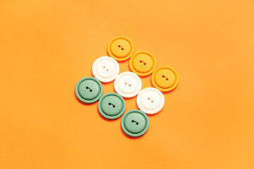 Flag of India made from buttons on orange background. Indian Independence Day