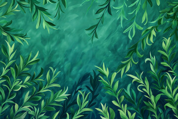 Green underwater seaweed seamless pattern background
