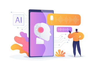Voice-Activated Customer Support by AI abstract concept vector illustration.