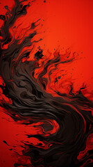 Black Fluid Dripped Paint on Red Background, Abstract Image, Texture, Pattern Background, Wallpaper, Background, Cell Phone Cover and Screen, Smartphone, Computer, Laptop, 9:16 and 16:9 Format - PNG