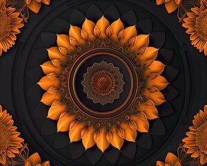 An elegant golden floral design set against a dark background, showcasing intricate details and a sophisticated aesthetic.