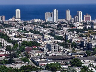 Panoramic view of the beautiful and colorful capital of Cuba, Havana, one of the most popular tourist destinations in the world.