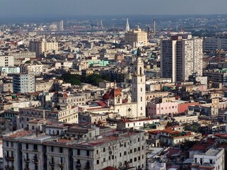 Panoramic view of the beautiful and colorful capital of Cuba, Havana, one of the most popular tourist destinations in the world.
