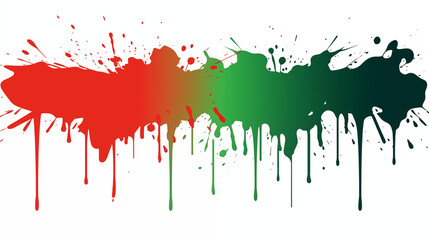 Fototapeta premium Green Fluid Dripped Paint on Red Background, Abstract Image, Texture, Pattern Background, Wallpaper, Background, Cell Phone Cover and Screen, Smartphone, Computer, Laptop, 9:16 and 16:9 Format - PNG