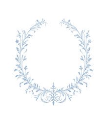 Floral Rococo Dusty blue Vintage Wreath