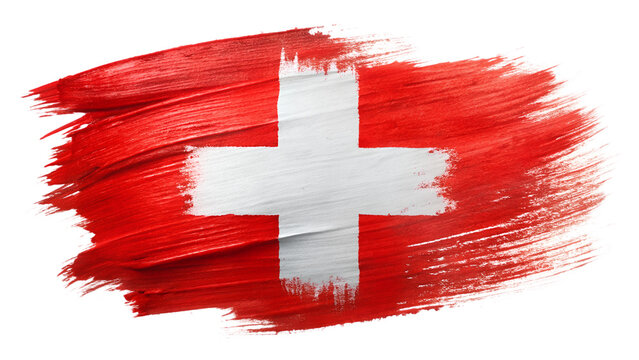 Swiss flag in abstract brushstroke style