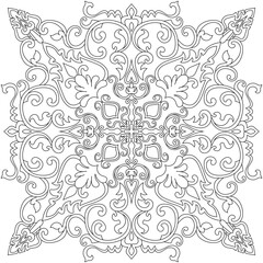 Flower Mandala. Vintage decorative elements. Oriental pattern, vector illustration. Islam, Arabic, Indian, moroccan,spain, turkish, pakistan, chinese, mystic, ottoman motifs. Coloring book page