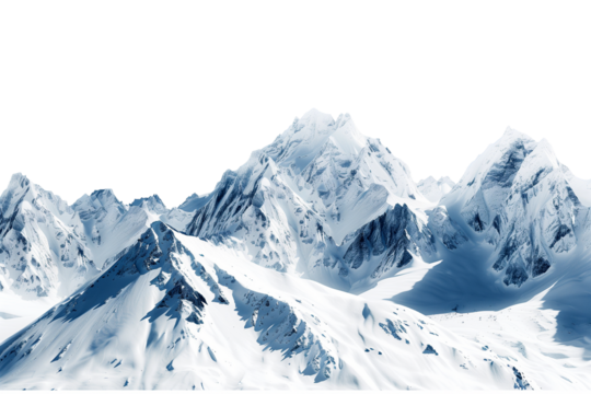 Snow mountains isolated on a transparent background