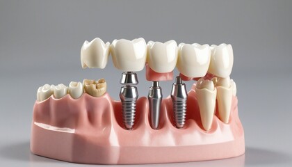 Set of dental implant models of molar teeth, graphic