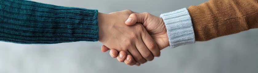 Close-up of two people shaking hands, symbolizing agreement, partnership, and mutual understanding in a professional or personal context.
