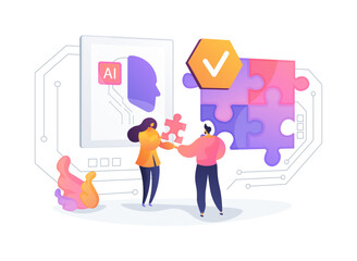 AI-Assisted Conflict Resolution abstract concept vector illustration.