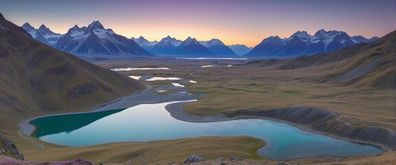 Fototapeta premium majestic mountain landscape with river