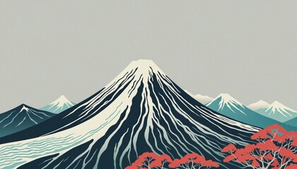 japanese mountain background illustration