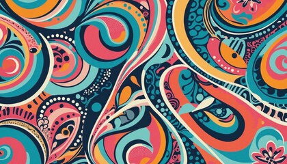 Colorful abstract shape print pattern illustration