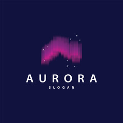 Fototapeta premium Aurora Light Wave Sky View Logo, Simple Abstract Templet Illustration Design