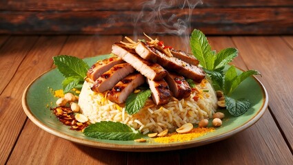 Nam Tok Moo (Grilled Pork Salad) thailand food