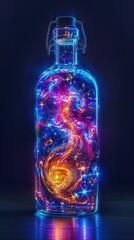Cosmic Universe Encased in Glass Bottle with Cinematic Lighting