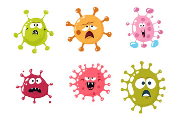 Fototapeta premium Cute cartoon virus or bacteria isolated on transparent background