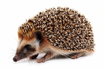 Cute hedgehog and porcupine on white background in png format for animal mammal lovers