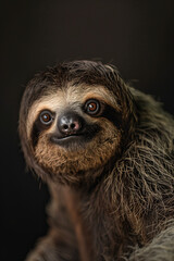 Fototapeta premium Studio Portrait of a Sloth with Dark Background