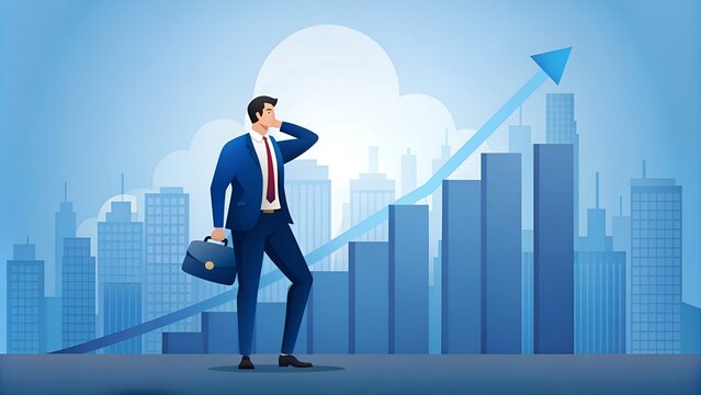 Business man thinking about debt , Business concept - Vector illustration. - Powered by Adobe