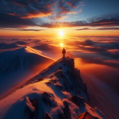 Fototapeta premium View from above landscape and loneliness at sunset