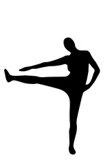 Fototapeta premium silhouette drawing in yoga movements pilates gymnastic body exercise vector image isolated on white transparent background