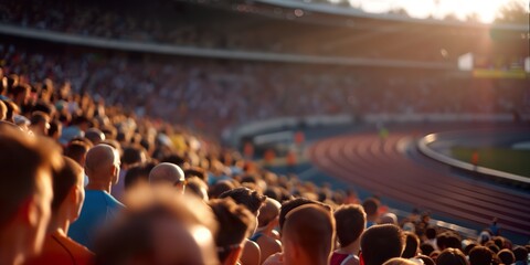 Back view of spectators at Paris Olympic sport international athletic games stadium