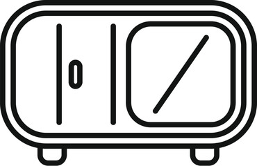 Simple line icon of an old radio receiver, a device for receiving radiowaves