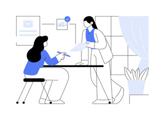 Signing contract abstract concept vector illustration.