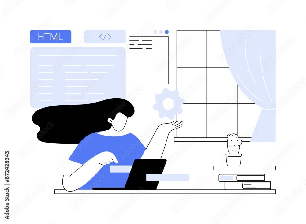 Poster html coding abstract concept vector illustration.