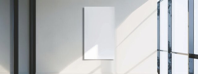 Obraz premium Rectangular white poster tacked to a wall, the poster is new and clean.