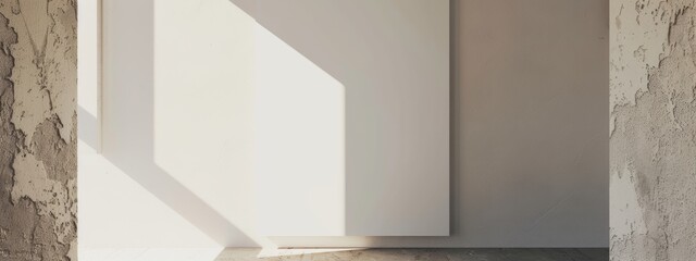 Obraz premium Rectangular white poster tacked to a wall, the poster is new and clean.