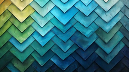 Chevron pattern in cool blues and greens, ideal for calming and serene backgrounds. , Minimalism,