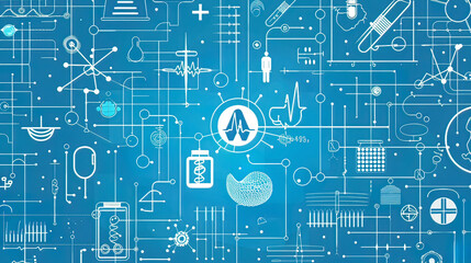 Fototapeta premium Interactive design background with medical healthcare icons innovative and modern blue and white tones sleek and clean representing health and technology 