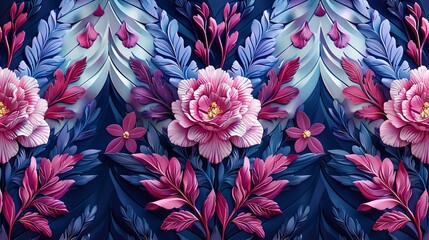 Chevron pattern with intricate floral overlays, great for decorative and ornate designs. , Minimalism,