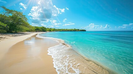 Obraz premium Sun-kissed beach with turquoise waters