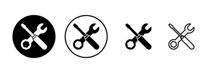 Repair icon vector isolated on white background. Wrench and screwdriver icon. settings vector icon. Maintenance. tools