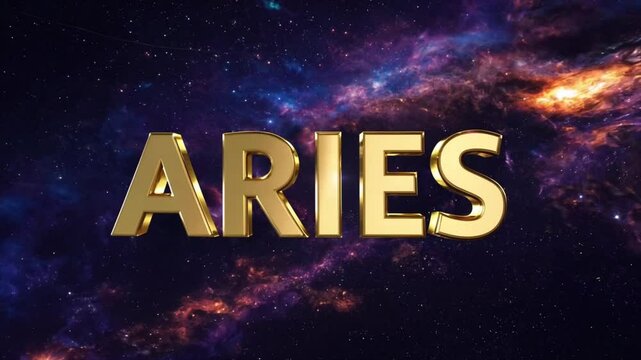 Aries 3D gold title with bold letters Generative AI