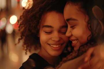 Mother and Daughter Embrace Shopping - Family Bonding, Joyful Moment, and Love Concept