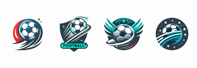 Hand drawn football logo design templates