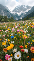 Fototapeta premium Wildflowers in a mountain meadow.