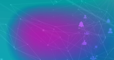 Image of connected dots and icons against gradient background