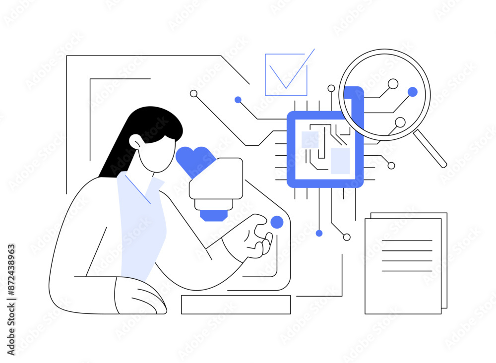 Wall mural circuit boards inspection abstract concept vector illustration.