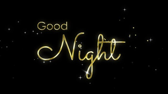 good night text lettering gold animated greeting background overlay handwritten good night 4k