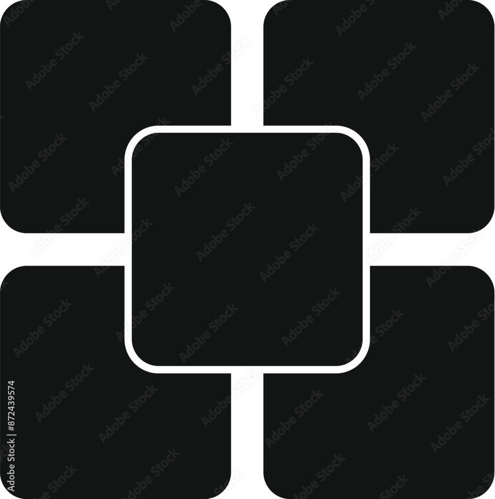 Poster black module blocks forming a bigger square, useful icon for modularity concepts