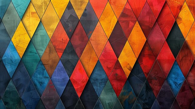 Background texture with equilateral triangles in a tropical color palette, arranged randomly for a vibrant and lively design suitable for summer themes. , Minimalism,